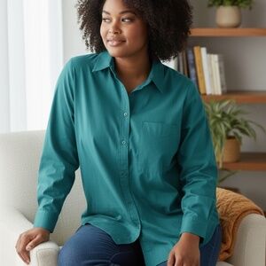 Abercrombie & Fitch Oversized Women’s Button Down Shirt - Size Large - GREEN
